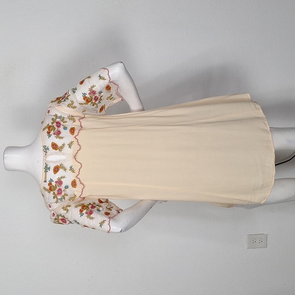 Bluheaven Beige Floral Romantic Fairycore Short Sleeve Babydoll Dress Size L - Picture 5 of 12